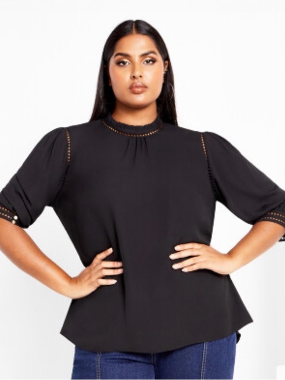 City Chic Kiss Me Quick Elbow Sleeve Top